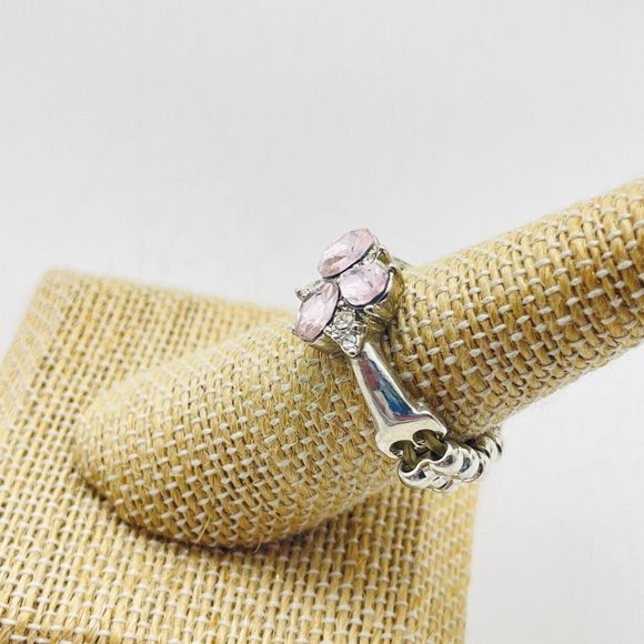 Pink Beaded Bracelet and Matching Ring Set Silver Tone Classic Career Cosplay - Picture 6 of 8